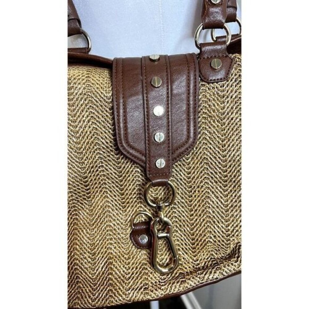 Olivia & Joy New York Woven Faux Leather Trim Braided Strap Tote Shoulder bag - Picture 4 of 10